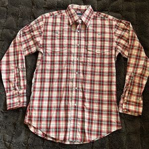 Wrangler pearl snap- Men’s Medium Red Plaid